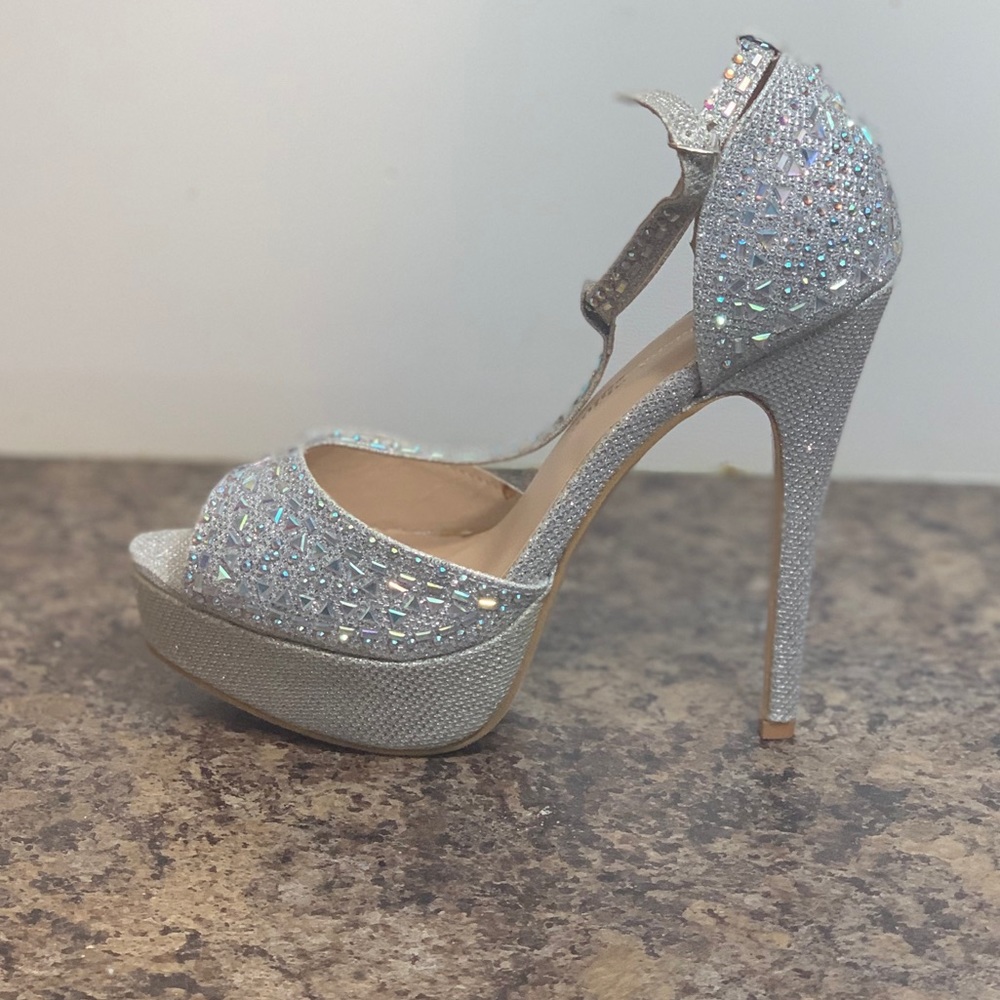 Silver Jeweled High Heels